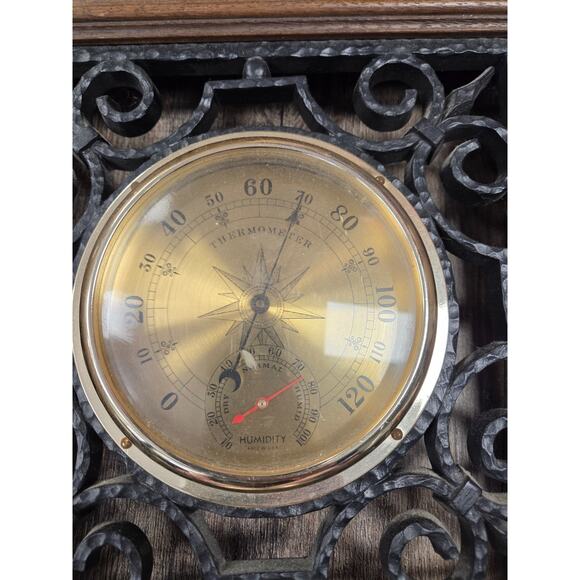 Vintage Springfield Faux Wrought Iron Weather Barometer Humidity Thermometer - Picture 3 of 5